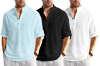 Zartha Combo Of Men Solid Cotton Blend Straight Kurta Shirt Pack Of 3