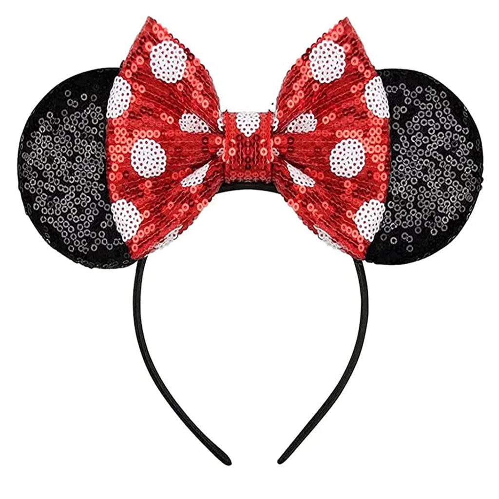 LYLIN Mouse Ears Headband, Sequin Ears Headbands with Bow Princess Decoration Halloween Hairs Accessories for Girls Women Boys B