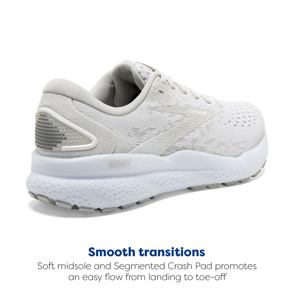 Brooks Women's, Ghost 16 Running Shoe White/White/Grey