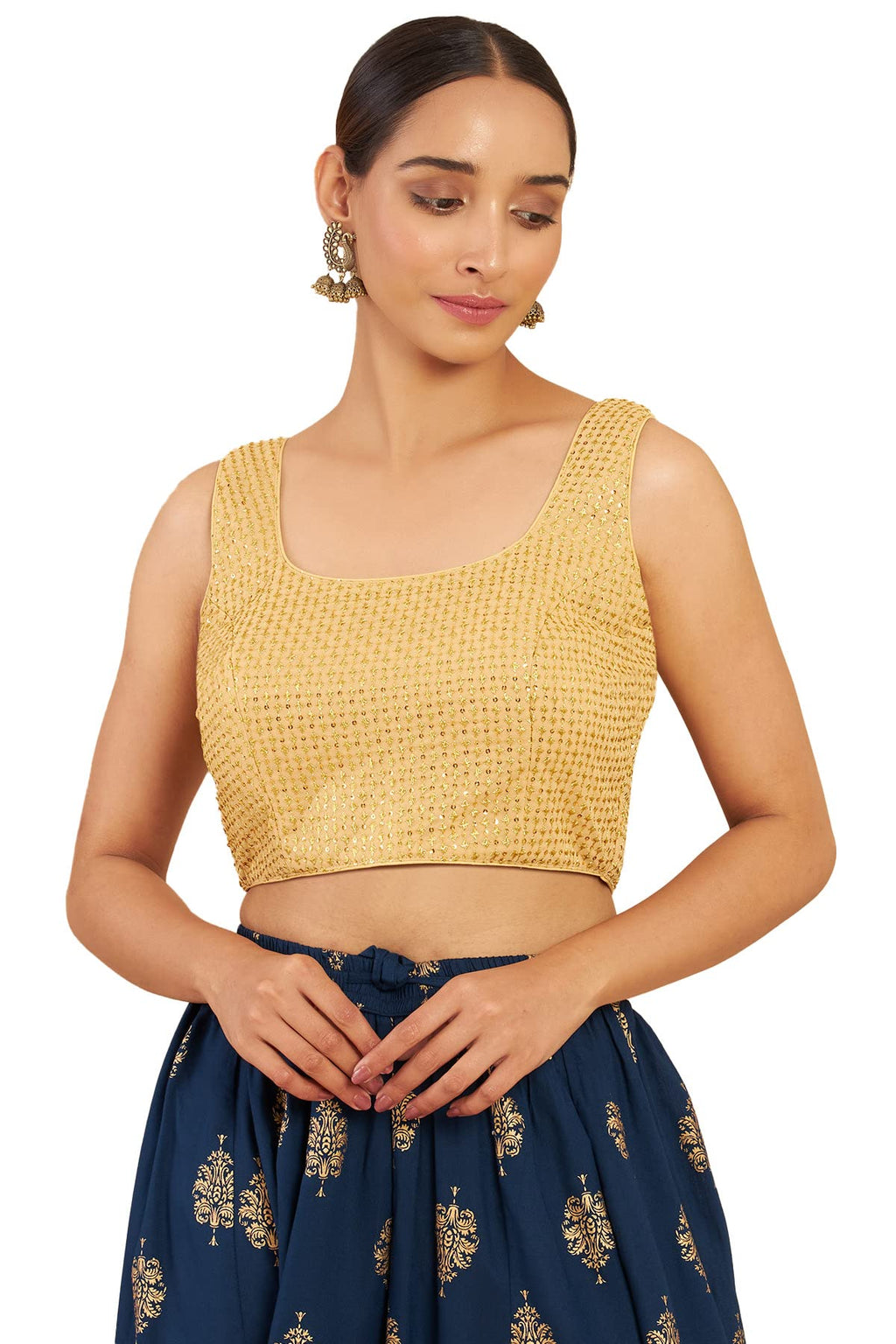 Soch Gold Art Silk Blouse With Embroidery And Sequins