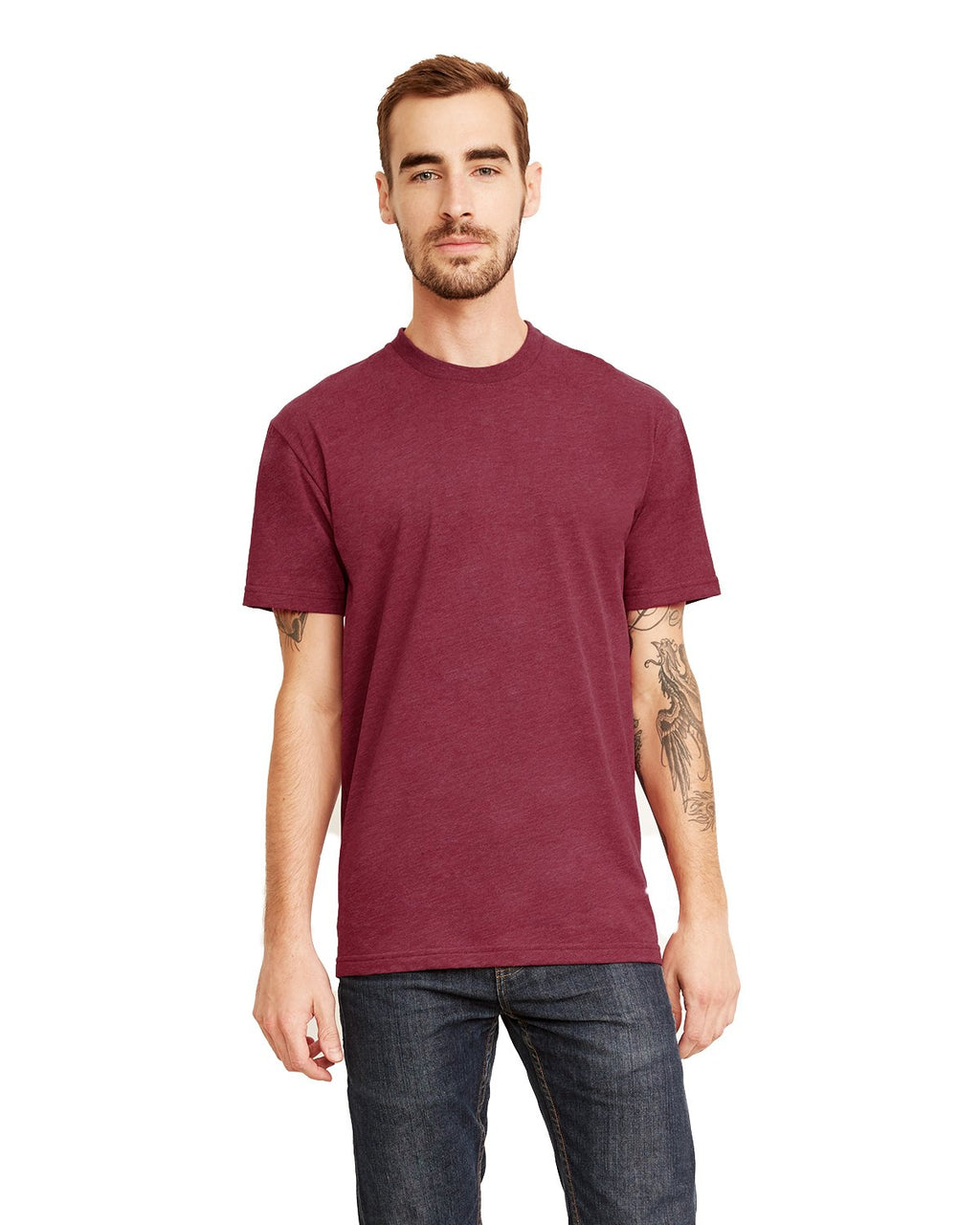 Next Level Men's Sueded Crew XS HEATHER MAROON