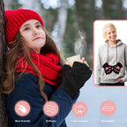 Himine Cat Claw Bear Paw Fingerless Winter Plush Gloves 1*Pair(Black)