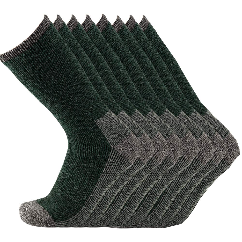 KAVANYISO Men's Merino Wool Hiking Socks Breathable Athletic Crew Thicken (4Pairs Green 10-13)