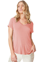 Fabricorn Combo Of Plain Dusty Rose And Airforce Blue V- Neck Up And Down Cotton Tshirt For Women (Dusty Rose And Airforce Blue,