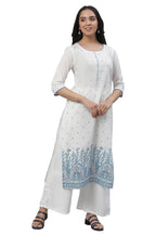 Aurelia Womens Paisley Printed Cotton Regular White Kurta