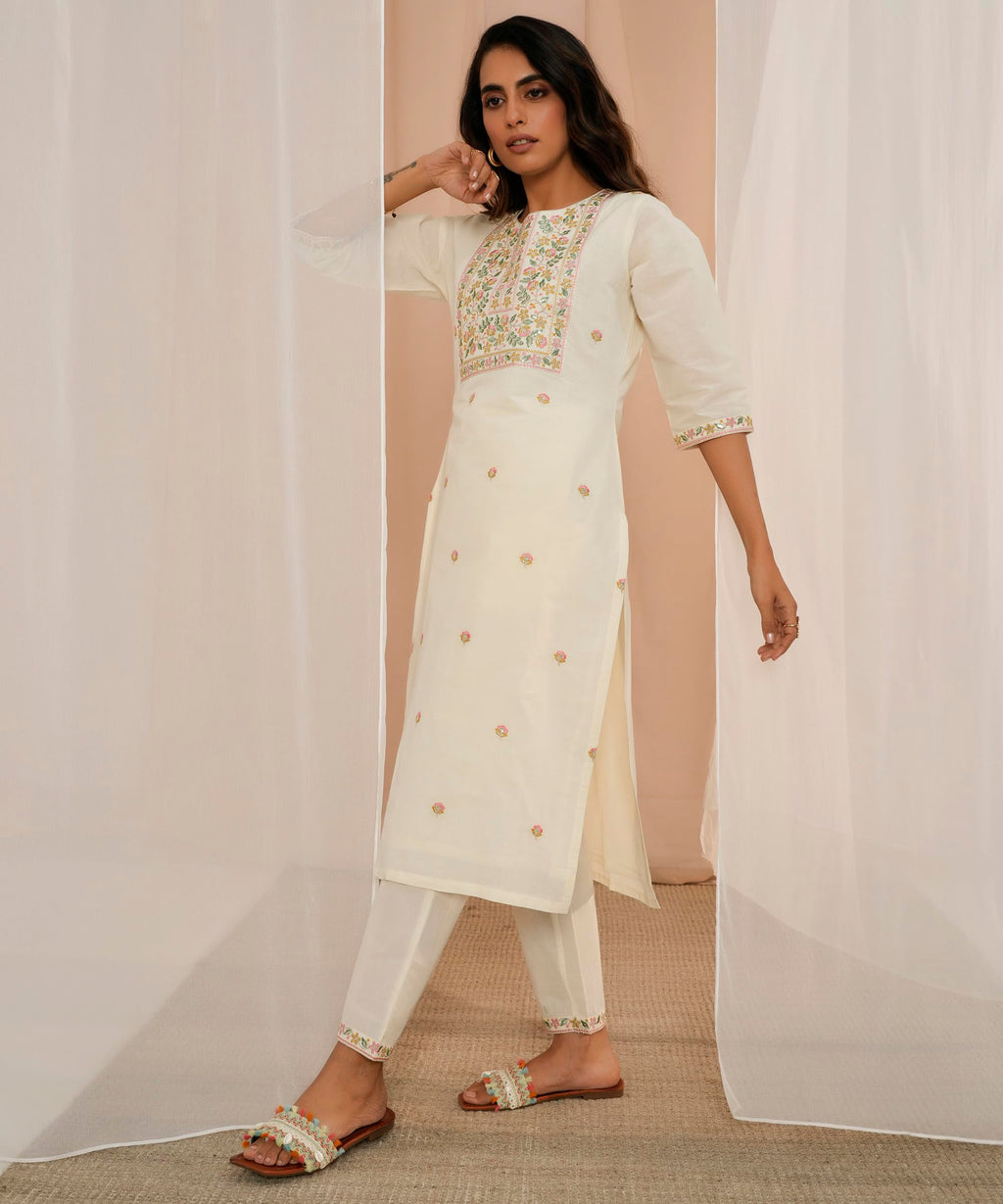 Libas WomenS Pure Cotton Kurta Sets (35219_Off White