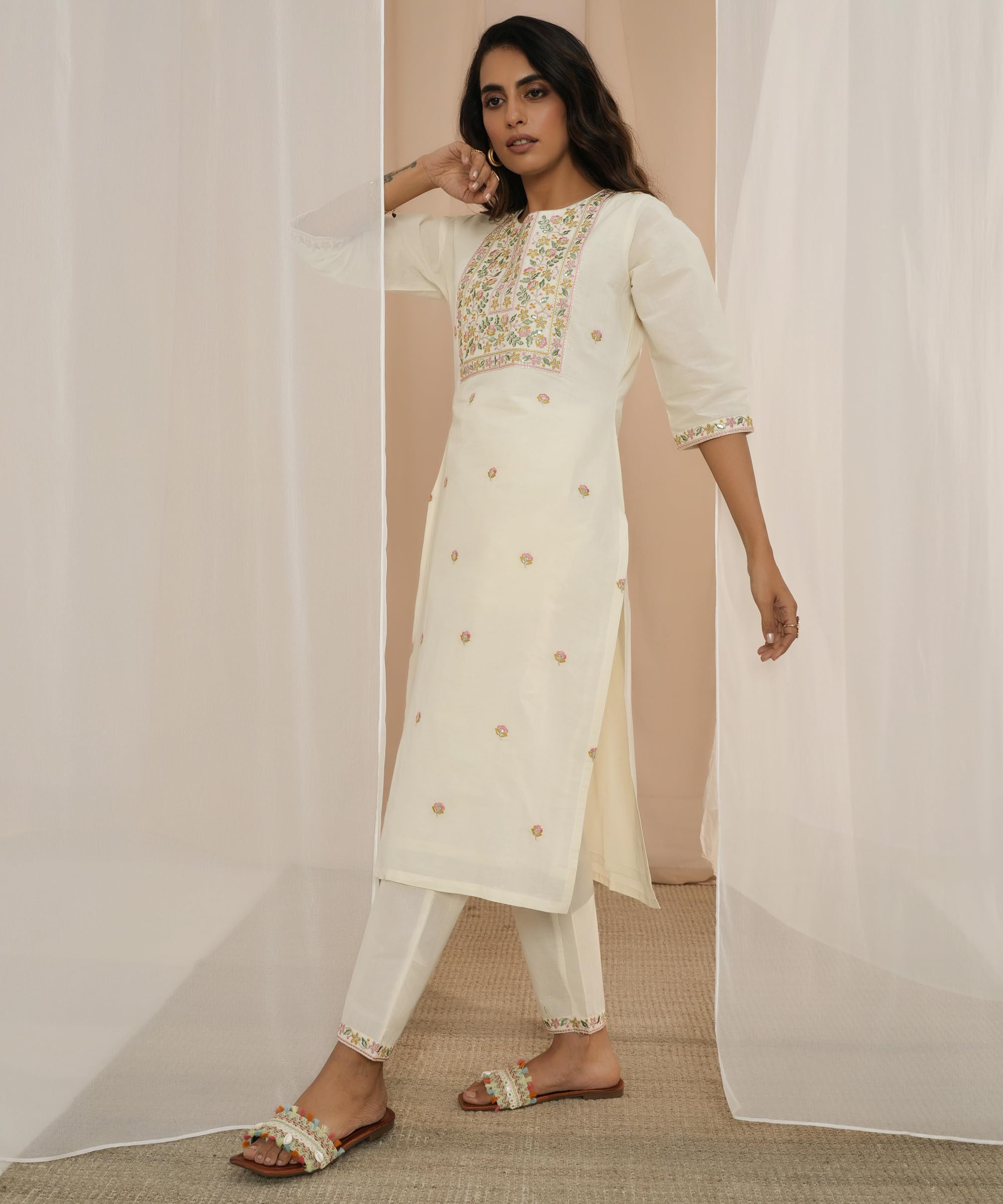 Libas WomenS Pure Cotton Kurta Sets (35219_Off White