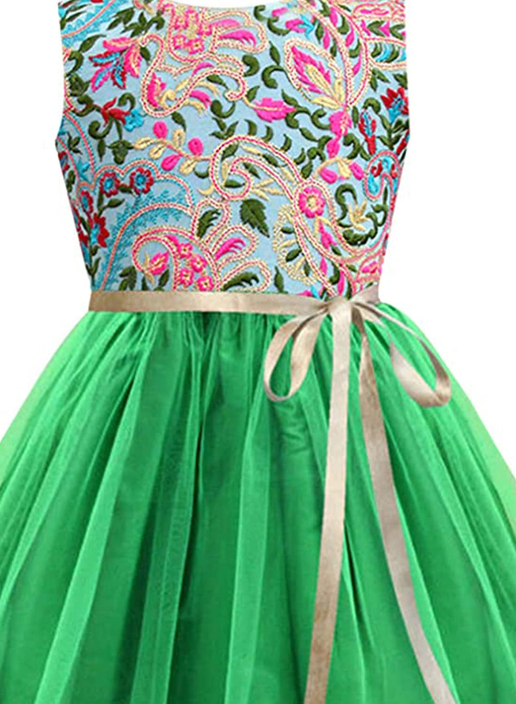 A.T.U.N. (ALL THINGS UBER NICE) Girls Embroidered Birthday Party Frock Dress