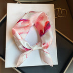 PoeticEHome 100% Real Mulberry Silk Women Small Square Neck Scarfs 21 Lightweight Neckerchief Printed Headscarf Gift Packed (J1