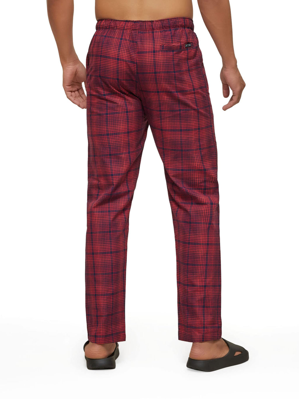 XYXX Mens Super Combed Cotton Checkered Checkmate Pyjamas [Pack of 1] Elasticated Waist, Drawstring | Loungewear for Men in Red