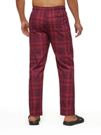 XYXX Mens Super Combed Cotton Checkered Checkmate Pyjamas [Pack of 1] Elasticated Waist, Drawstring | Loungewear for Men in Red
