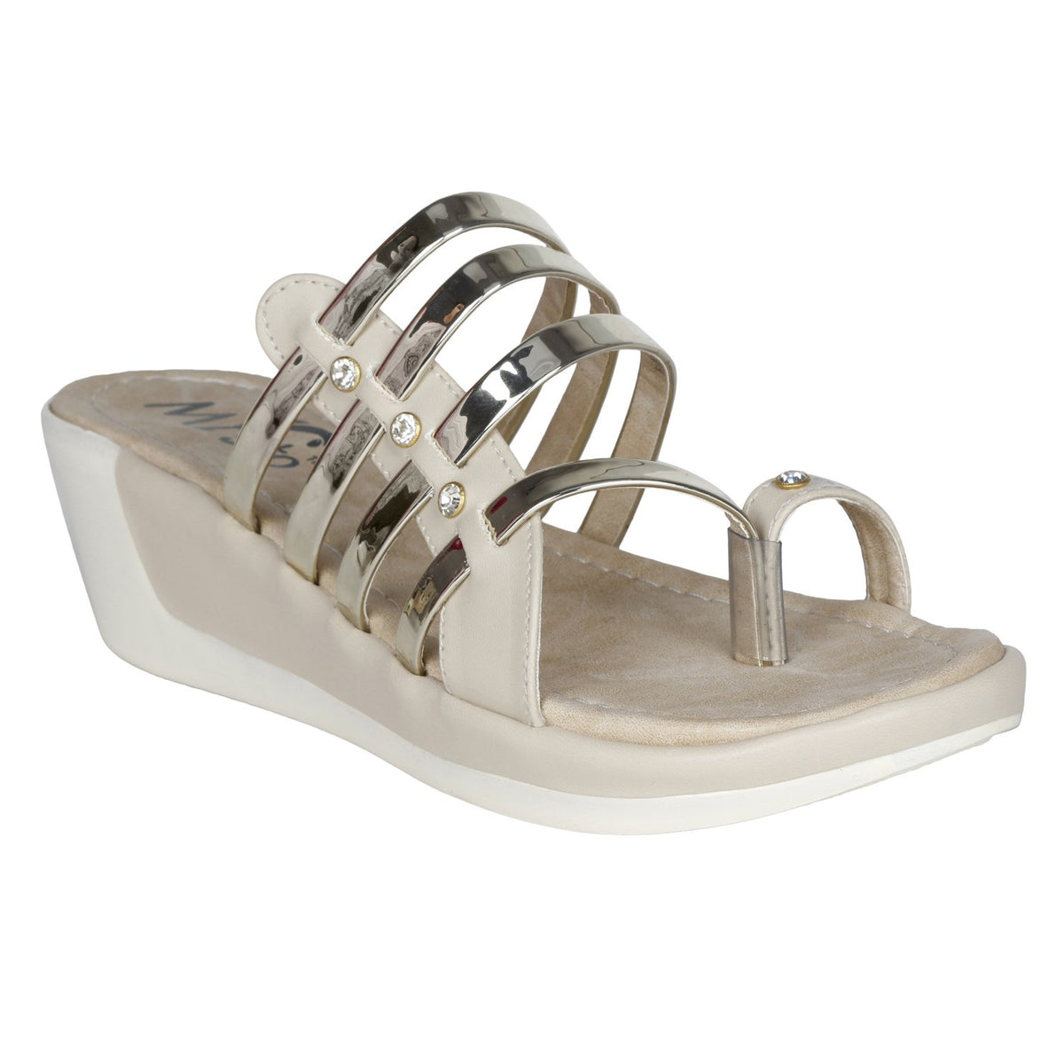 VAGON Women Gold Fashion Slippers6 UK (39 EU) (VJ1237) 6