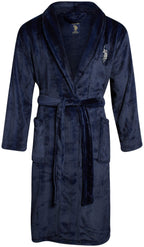 U.S. Polo Assn. Men's Bathrobe - Plush Fleece Robe with Shawl Collar, Size Large-X-Large, Maritime Blue