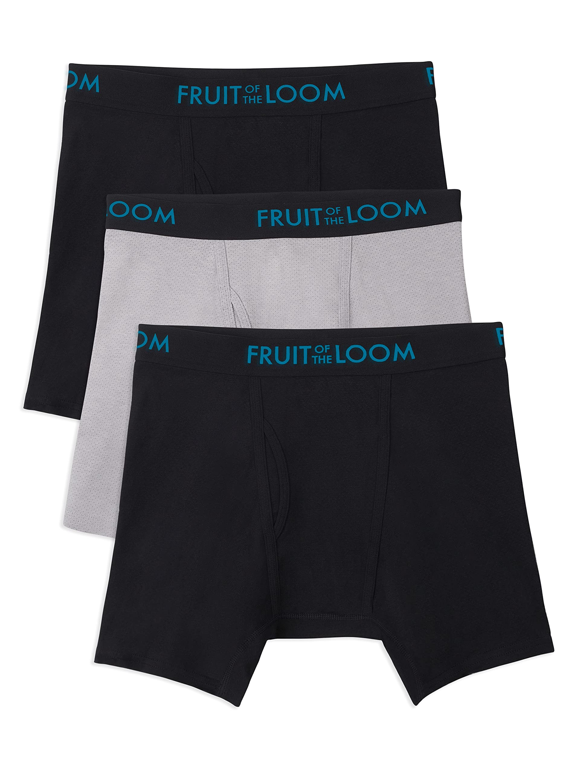 Fruit Of The Loom Mens Breathable Briefs, Moisture Wicking Underwear, Assorted Color Multipacks Boxer, Cotton Mesh - Black/Grey,