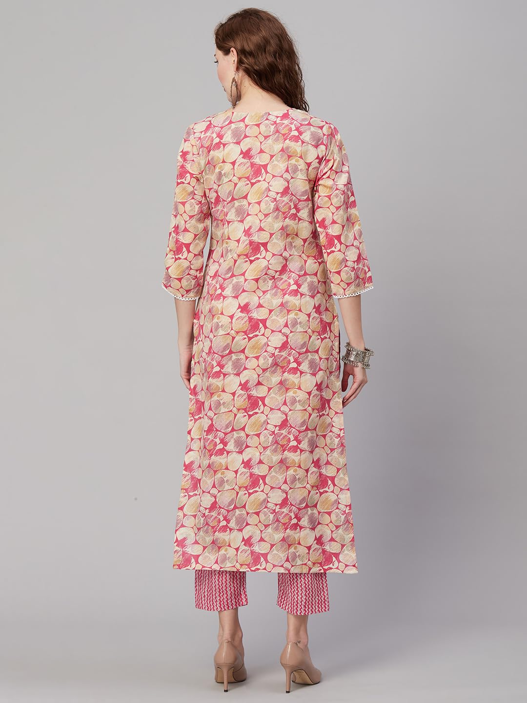 ANNI DESIGNER Womens Rayon Blend Printed Straight Kurta with Pant (Patt-Wine_M_Wine_Medium)