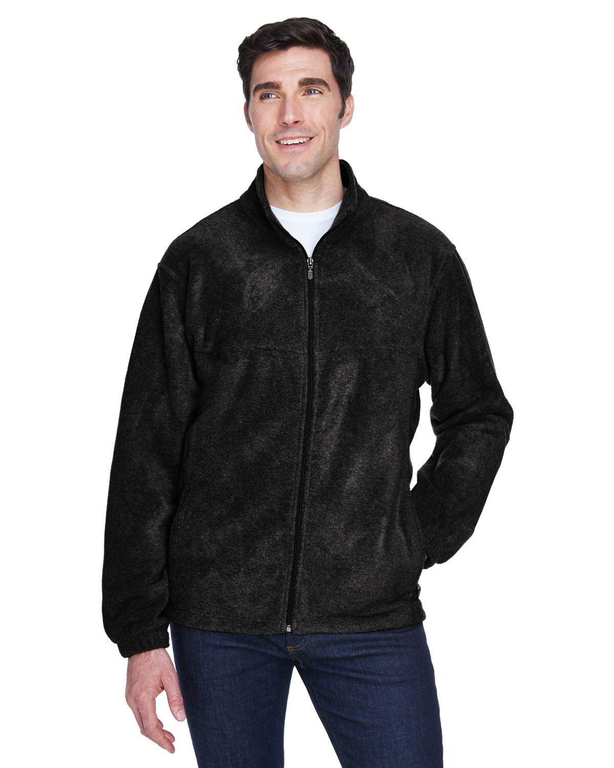 Mens 8 oz Full-Zip Fleece - BLAcK - 5XL(D0102H76FgX)