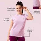 Enamor Womens Solid Slim Fit T-Shirt (E047_Orchid Bloom
