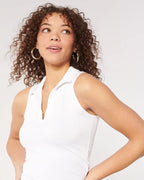 Shasmi Womens & Girls Solid Ribbed Polo Club Collar Sleeveless Slim Fit Simplicity Tank Tops (Pack of 2) (TOP 49 White Maroon