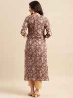 ANNI DESIGNER Womens Cotton Blend Printed Straight Kurta with Pant (Kalam Red_XXL_Red_XX-Large)