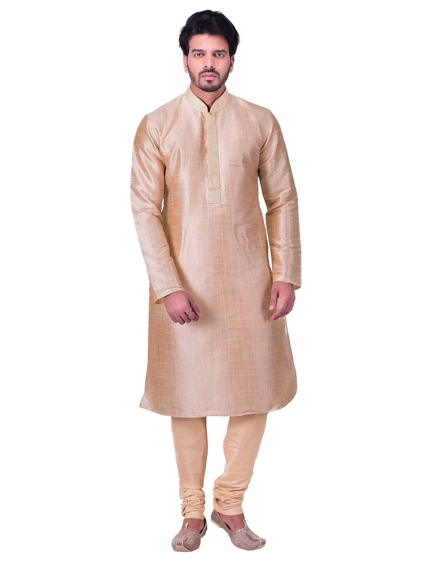 Manyavar Mens Silk Kurta Pyjama Yellow