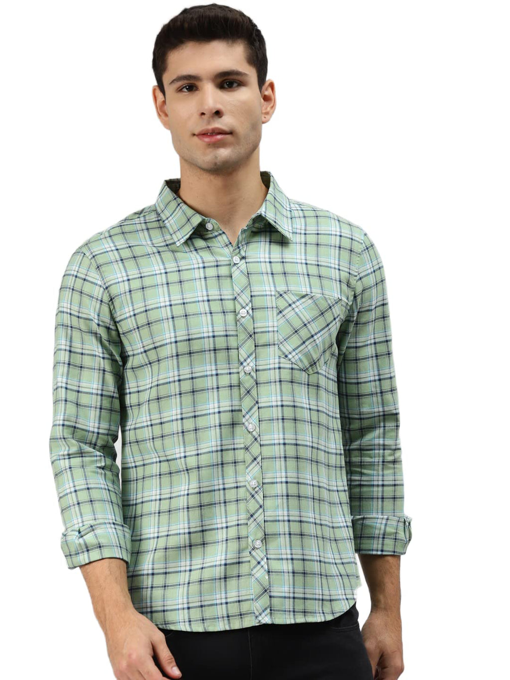 Hubberholme MenS Cotton Check Regular Fit Casual Shirt - Pure Soft Cotton Checked Shirts For Men Stylish/Trendy Full Sleeve Shi