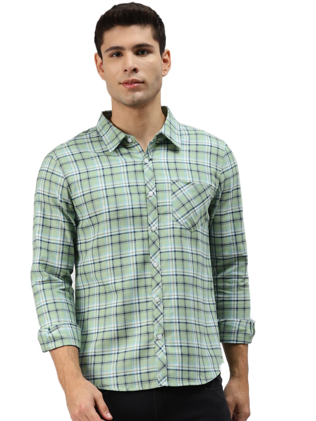 Hubberholme MenS Cotton Check Regular Fit Casual Shirt - Pure Soft Cotton Checked Shirts For Men Stylish/Trendy Full Sleeve Shi
