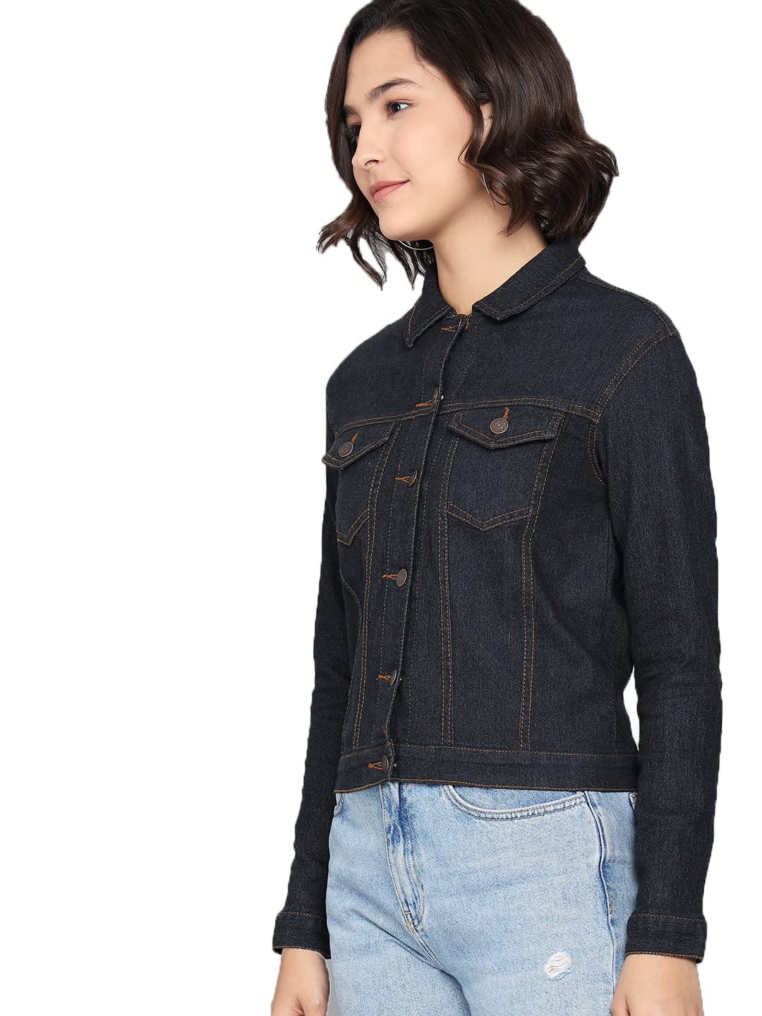 Kotty Blue Full Sleeve Solid Women Jacket (Blue,34)