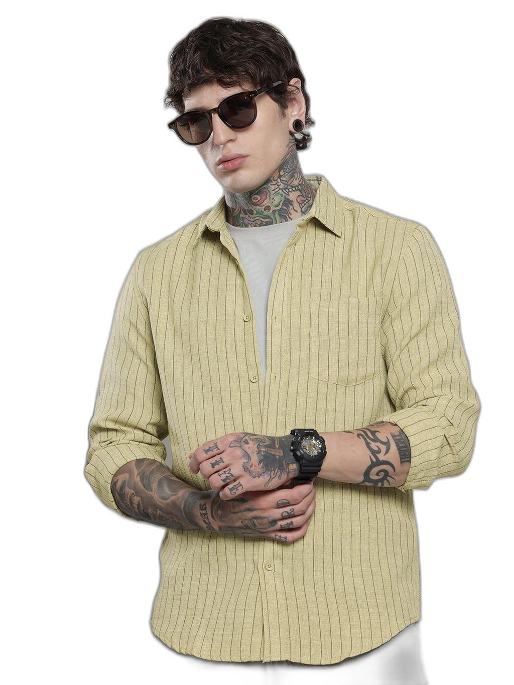 The Indian Garage Co Mens Slim Fit Striped Shirt