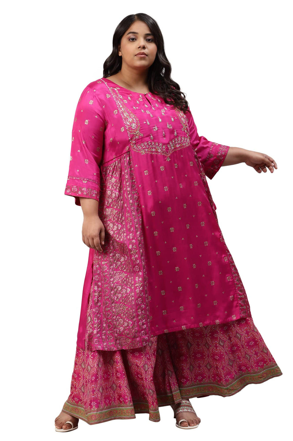 W For Woman Women'S Viscose Regular Kurta (22Auw18274G-119793_Berry Pink_22)