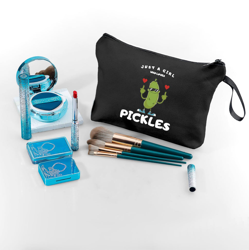 SEAMOON Birthday Gifts for Friends Female, Pickle Gifts, Black Makeup Bag, Friendship Gifts for Women,Fun Gifts for Women,Daught