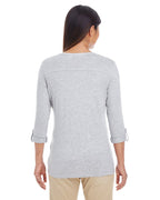 Ladies Perfect FitY-Placket convertible Sleeve Knit Top - WHITE - XS(D0102H7YEIJ)