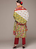 Anubhutee Women'S Cotton Green Floral Printed Straight Kurta Suit Set With Pants And Dupatta