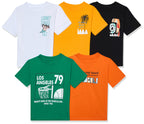 T2F Boys Cotton Front and Back Printed Oversized Fit T-Shirt (Pack of 5)