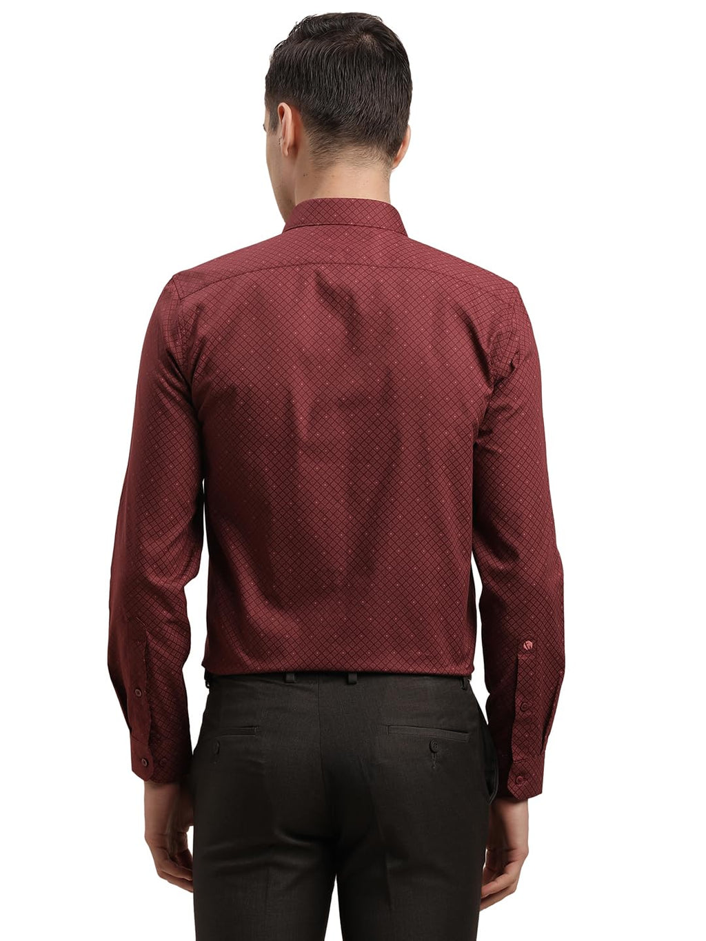 Turtle Men 100% Cotton Printed Slim Fit Red Formal Shirt