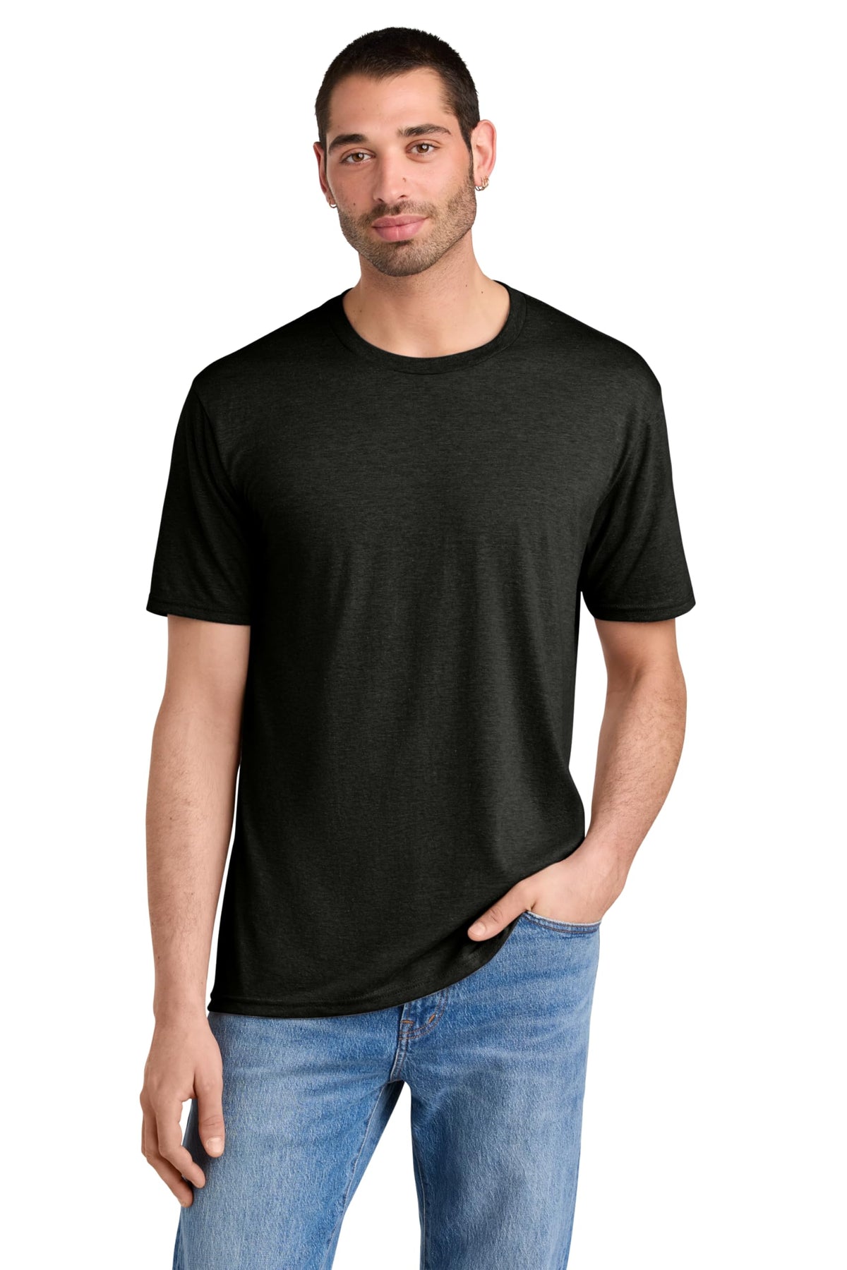 District Perfect Tri Tee - Stylish Casual Short Sleeve T-Shirt for Men & Women, Soft Tri-Blend Fabric, Black Frost, L