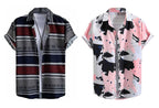 Rebelify MenS Lycra Bland Shirt With Half Sleeves Button Down Closure Round Collar Neck Printed Pattern Relaxed Fit And Standar