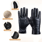 Alepo Winter PU Leather Gloves For Women, Warm Thermal Touchscreen Texting Typing Dress Driving Motorcycle Gloves With Wool Lini