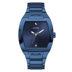 GUESS Men's Trend Casual Tonneau Diamond 43mm Watch - Blue Dial Stainless Steel Case & Bracelet