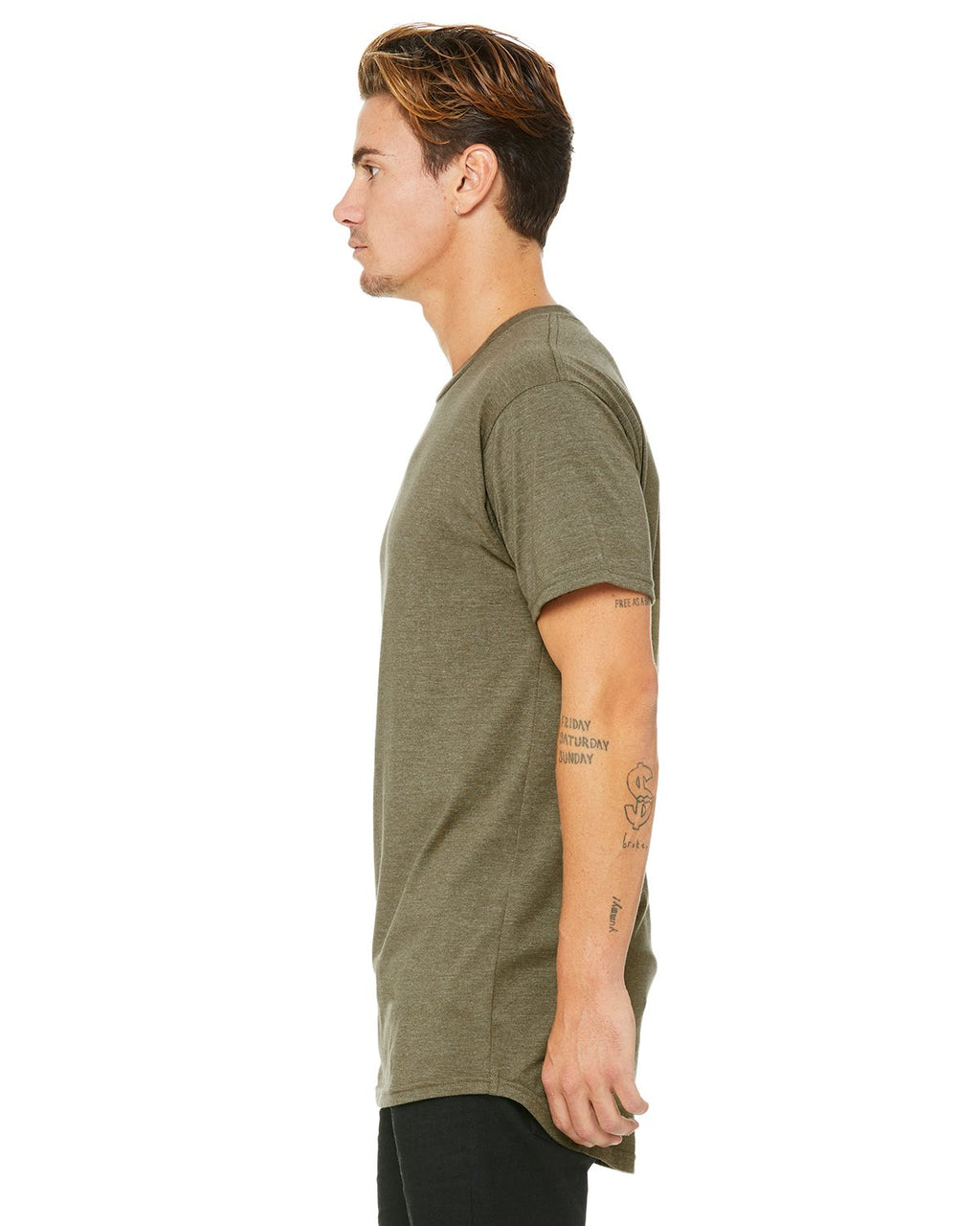 Mens Long Body Urban T-Shirt - WHITE - S(D0102H7WYR8)