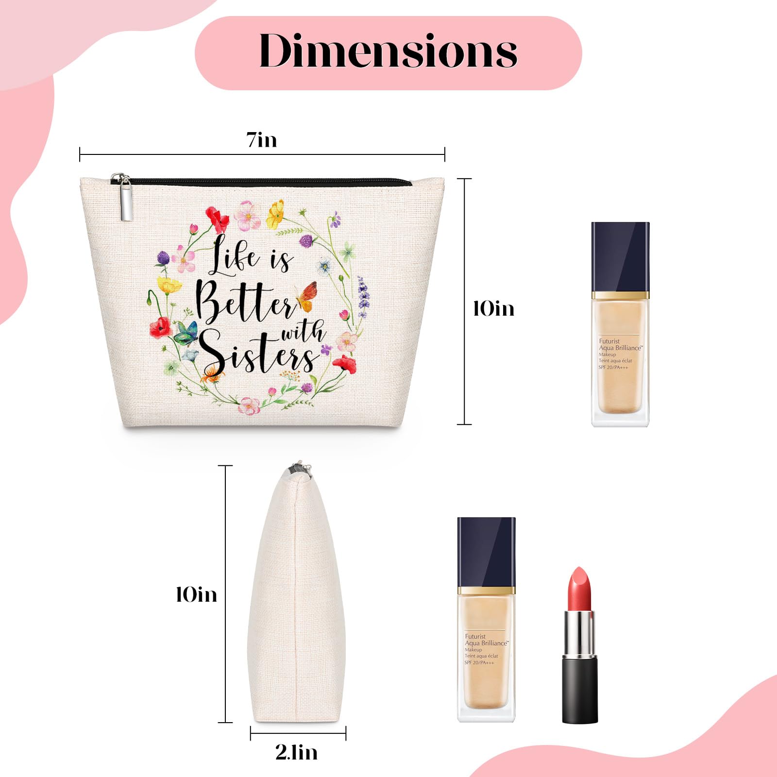 GevGuxLuo Sister Gifts from Sisters -Sister Birthday Gifts -Christmas Gift for Sister In Law Big/Little Sister -Sisters Makeup B