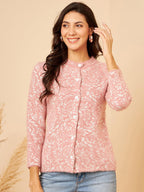 Modeve Women Pink Floral Print Round Neck Sweater For Winter||Winterwear||