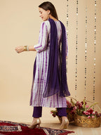 ANNI DESIGNER Women s Rayon Viscose Print Straight Kurta with Pants & Dupatta, purple, 46