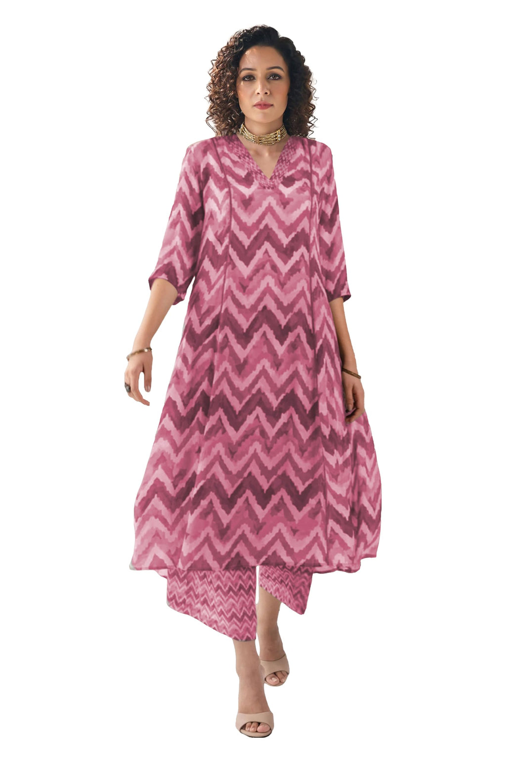 Toochki Dress For Women | Two Piece Dress For Women Long | Dress | Maxi Dress For Women | Dresses | Zig Zag Printed Dress | Cott