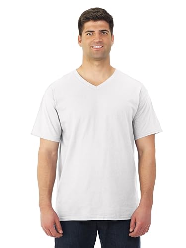 Fruit of the Loom Mens Heavy Cotton HD V-Neck T-Shirt (39VR) -White -XL