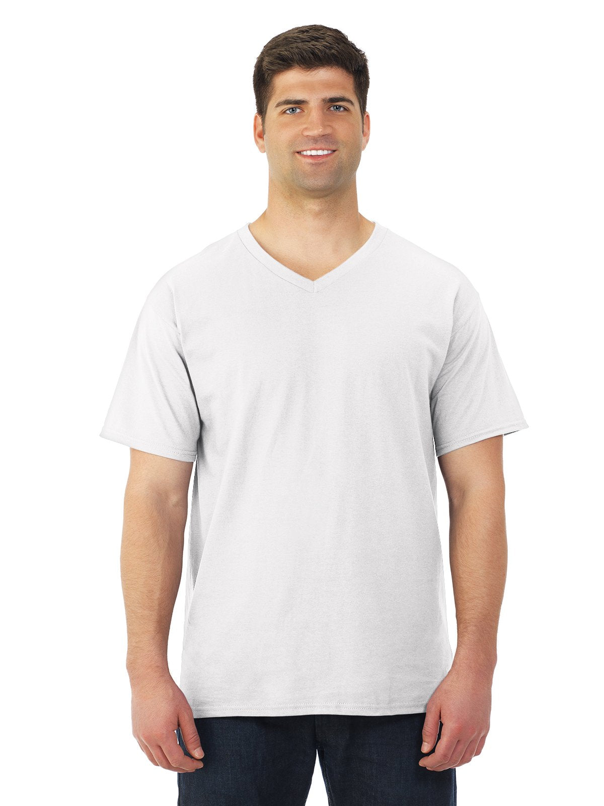 Fruit of the Loom Mens Heavy Cotton HD V-Neck T-Shirt (39VR) -White -XL