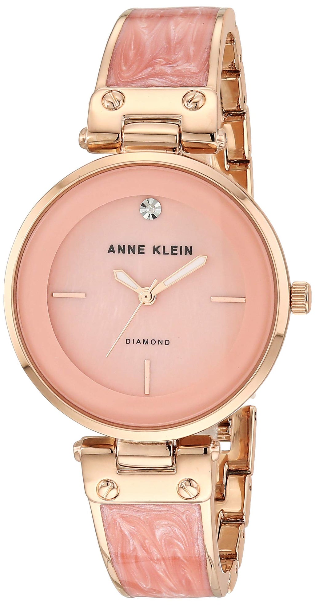 Anne Klein Women's Genuine Diamond Dial Bangle Watch (Model: AK/2512LPRG)