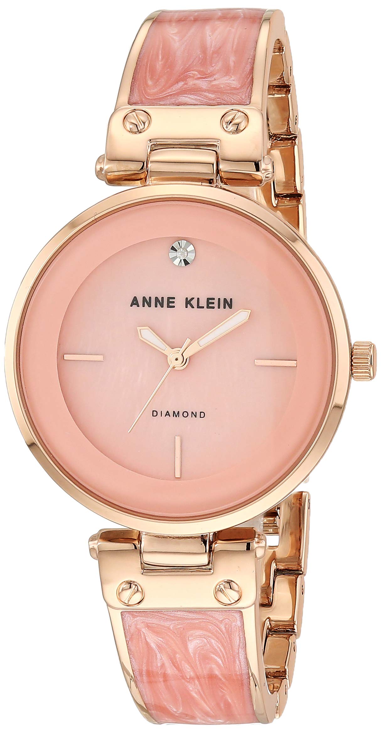 Anne Klein Women's Genuine Diamond Dial Bangle Watch (Model: AK/2512LPRG)