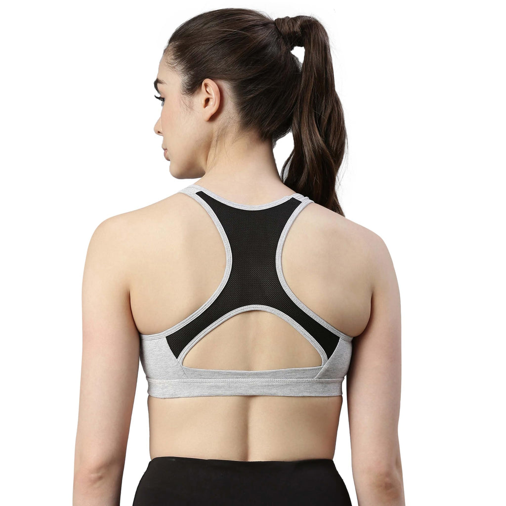 Enamor SB08 Racer Back Medium Impact Cotton Bra - Padded, Wirefree & High Coverage