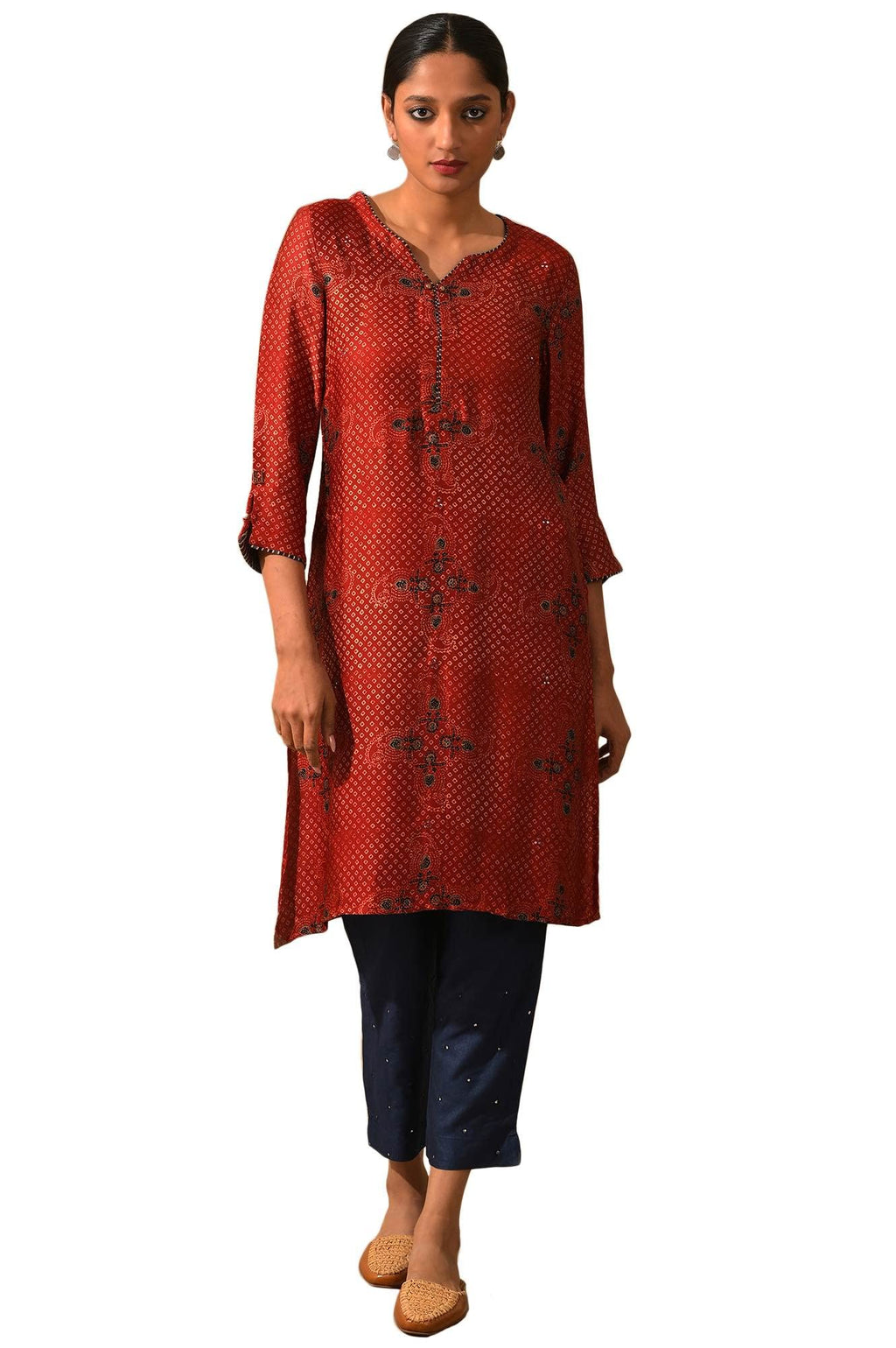 W For Woman Women'S Viscose Regular (Kurta_Brick Red_Xs)