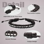 Bracelets for Men Motivational Gifts for Boyfriend Morse Code Jewelry Anniversary Leather Bracelets for Husband Classmate Son Br